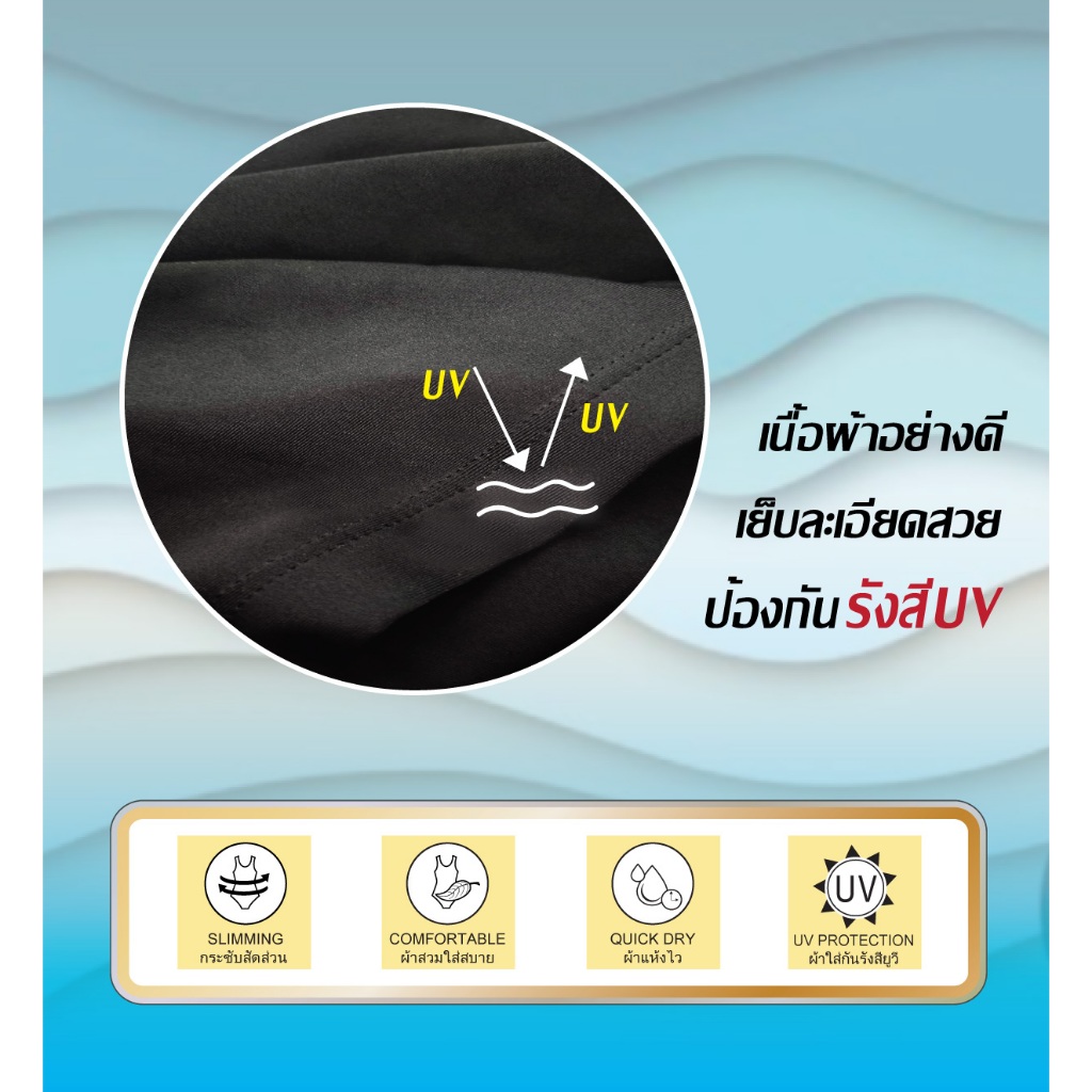 ชุดว่ายน้ำผู้ชาย ทรงสปอร์ต เสื้อแขนสั้น+กางเกงขาสามส่วน มีซับใน รุ่น91013 - รูปที่ 5