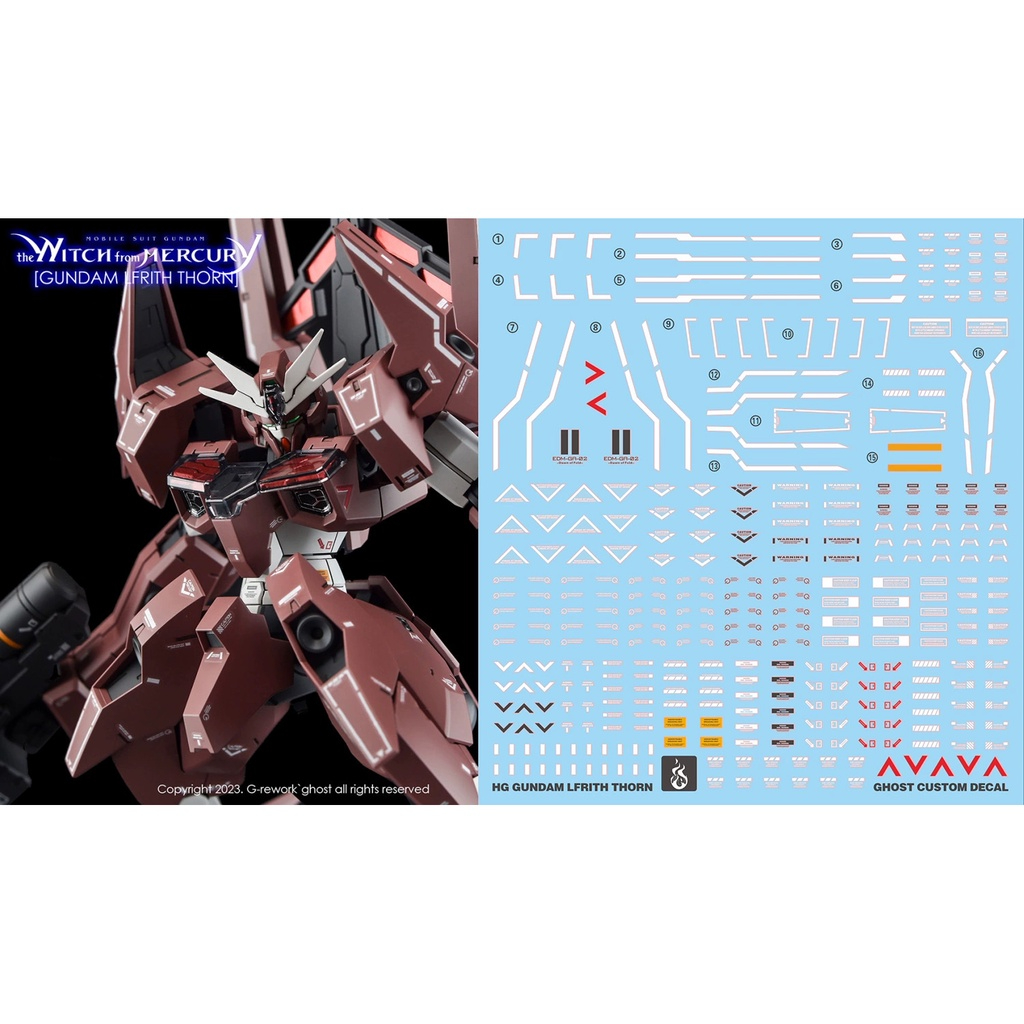 ดีคอลน้ำ DECAL [GHOST] HG 1/144 LFRITH THORN สะท้อนแสงแบล็คไลด์