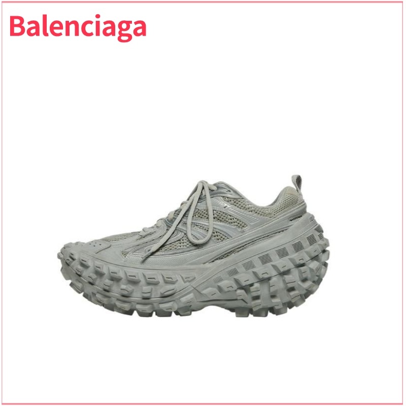Balenciaga Defender รองเท้ายางแฟชั่นย้อนยุคด้อยรองเท้าพ่อต่ำผู้ชายสีเทา