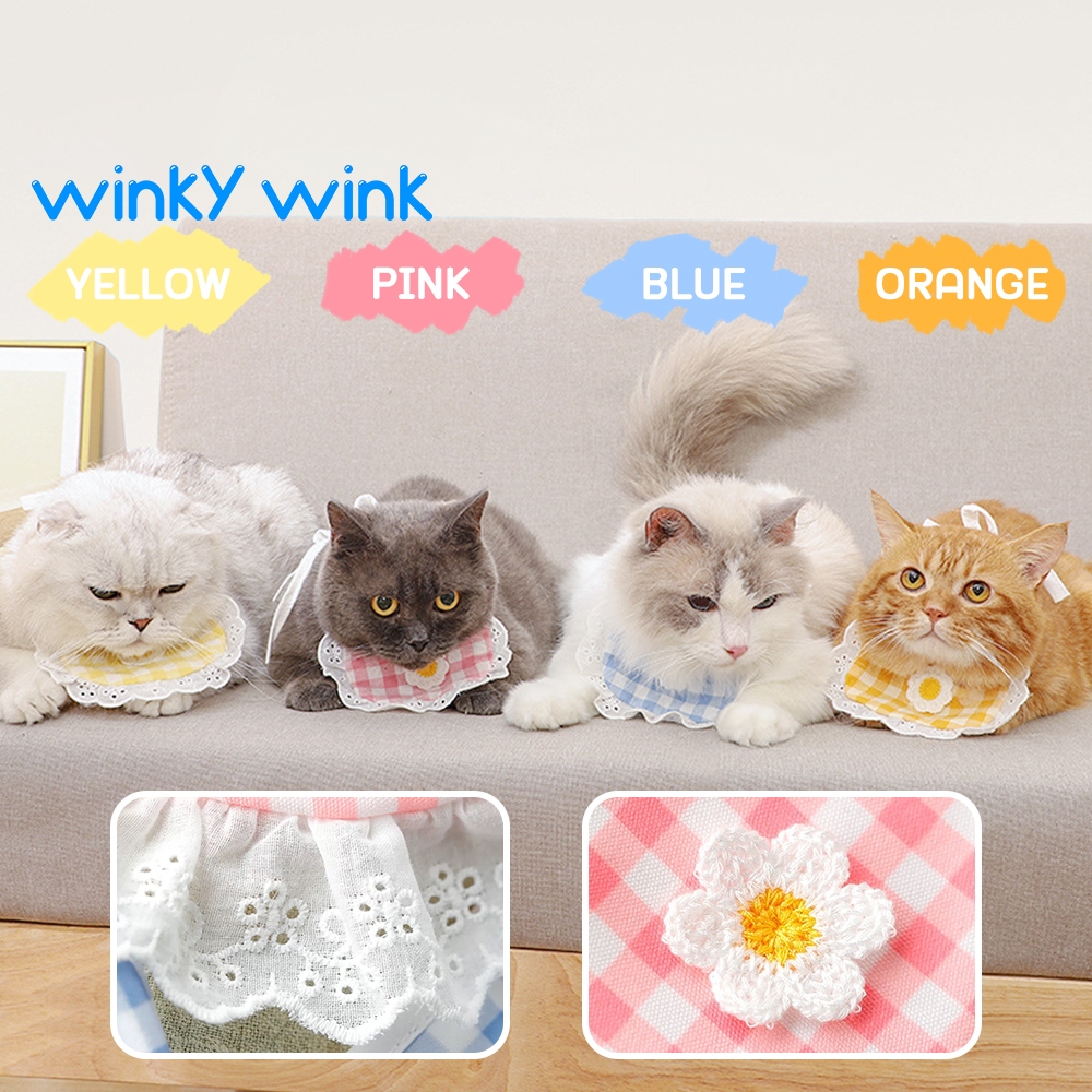 Winky Wink ผ้าพันคอสัตว์เลี้ยง หมา แมว ผ้าเช็ดน้ำลายสัตว์เลี้ยง ปลอกคอ ลายน่ารัก มีหลายแบบให้เลือก