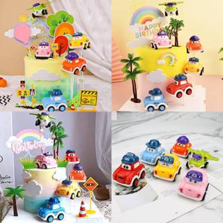 โมเดลรถการ์ตูน ตกแต่งเค้ก (ดึงกลับปล่อยวิ่ง-ชุด6คัน)