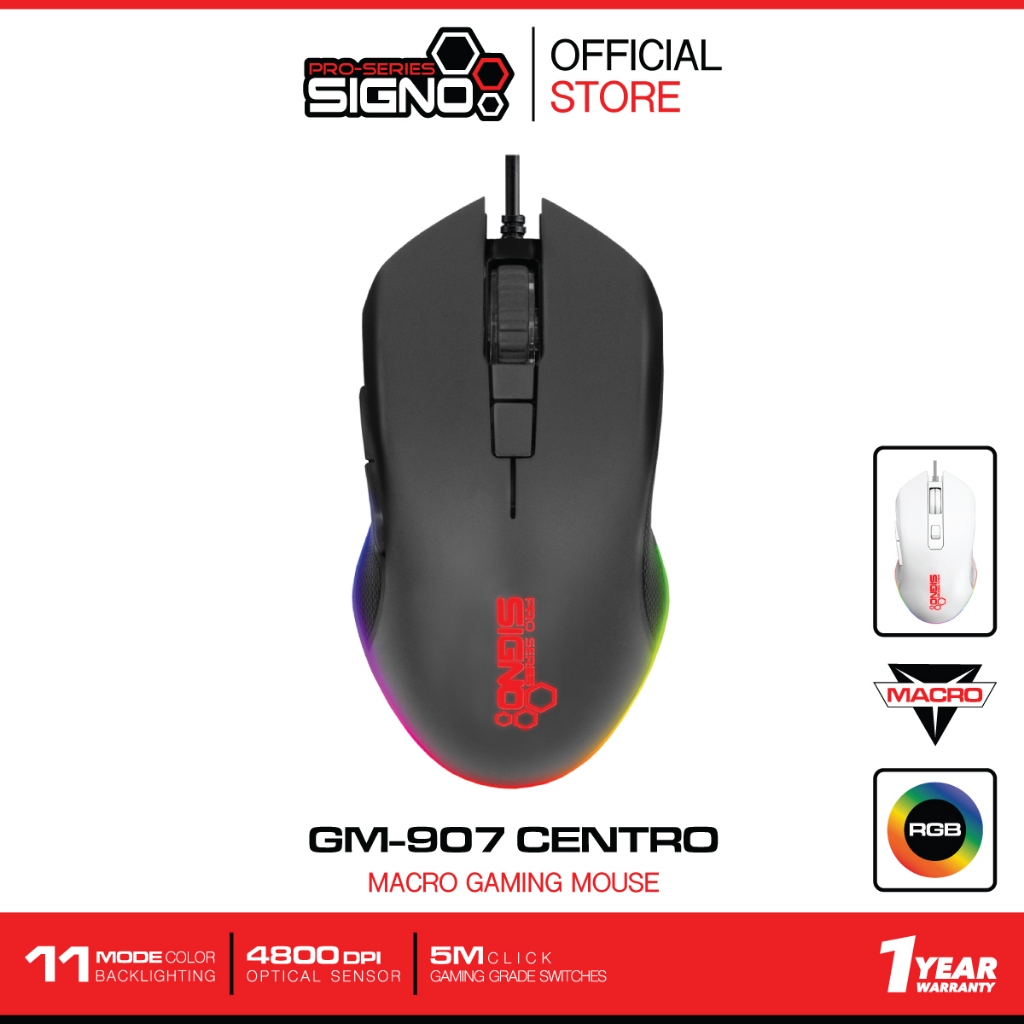 SIGNO Macro Gaming Mouse CENTRO รุ่น GM-907 (เกมส์มิ่ง เมาส์)