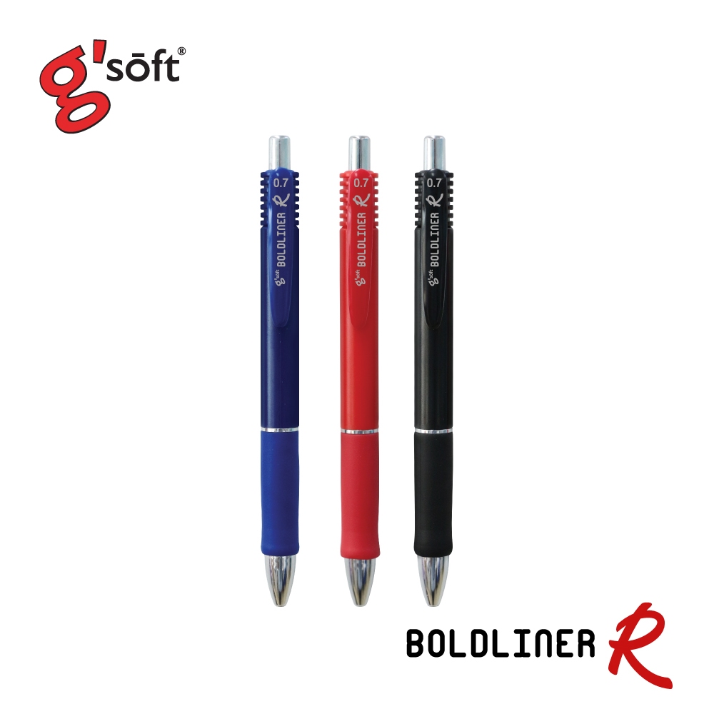g'soft (จีซอฟท์) ปากกาเจล BOLDLINER R 0.7mm. แบบกด รหัส BOLDLINER/R