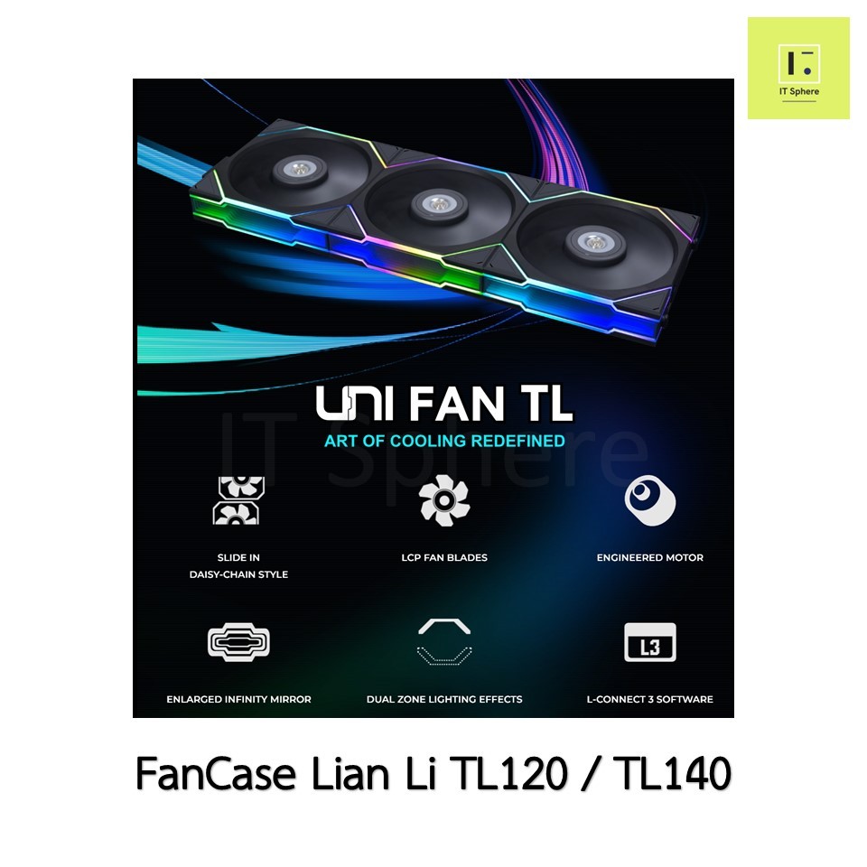[ TL ดูดเข้า / เป่าออก] Fancase Lian Li TL rgb BLACK WHITE ขาว ดำ 120mm 140mm พัดลม REVERSE TL120 TL140 lianli