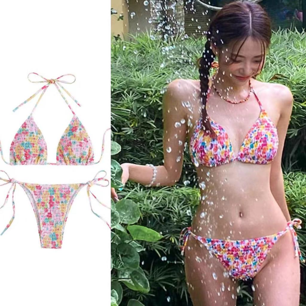 vintage bikini ชุดว่ายน้ำ ทูพีช เอวต่ำ sexy น่ารัก ผ้าเนื้อดี #0144
