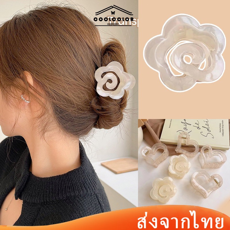 ในไทย💖กิ๊บติดผมรูปดอกไม้น่ารักหัวใจแห่งความรักขาวใหม่สําหรับผู้หญิงจับคลิป.COD