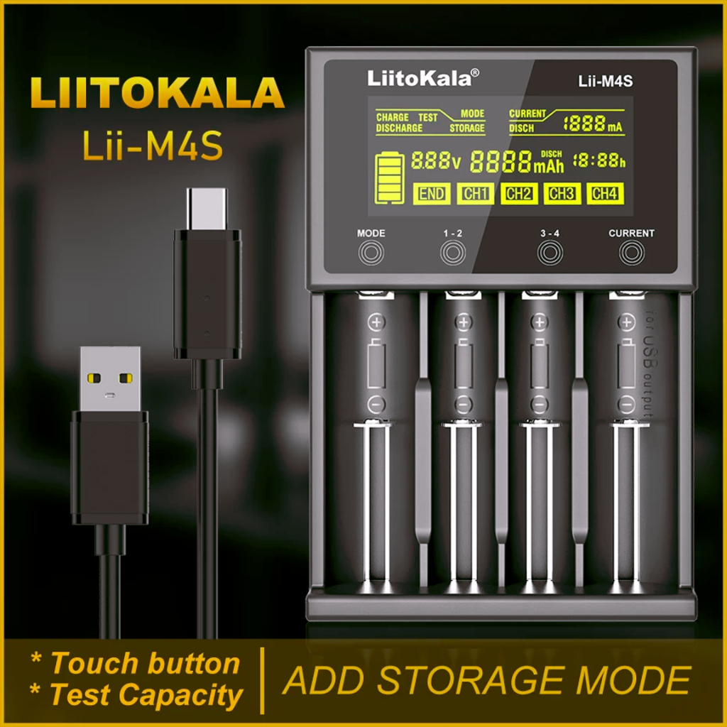 เครื่องชาร์จ Liitokala รุ่น  Lii-M4S สำหรับ Li-ion  3.7V และ NiMH/Cd 1.2V