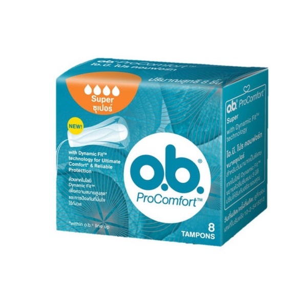 O.B. ProComfort 8ชิ้น Super กล่องส้ม /Regular กล่องเหลือง ผ้าอนามัยแบบสอด โอบี OB Pro Comfort - รูปที่ 2