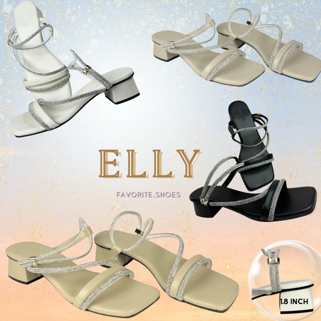 ELLY (FS_03)รองเท้าส้นสูง1.8นิ้ว size36-45 มาพร้อมสายรัดข้อเท้าเพชร ตัวรูดคริสตัล รองเท้าส้นสูงเพชร รองเท้าส้นสูงผู้หญิง
