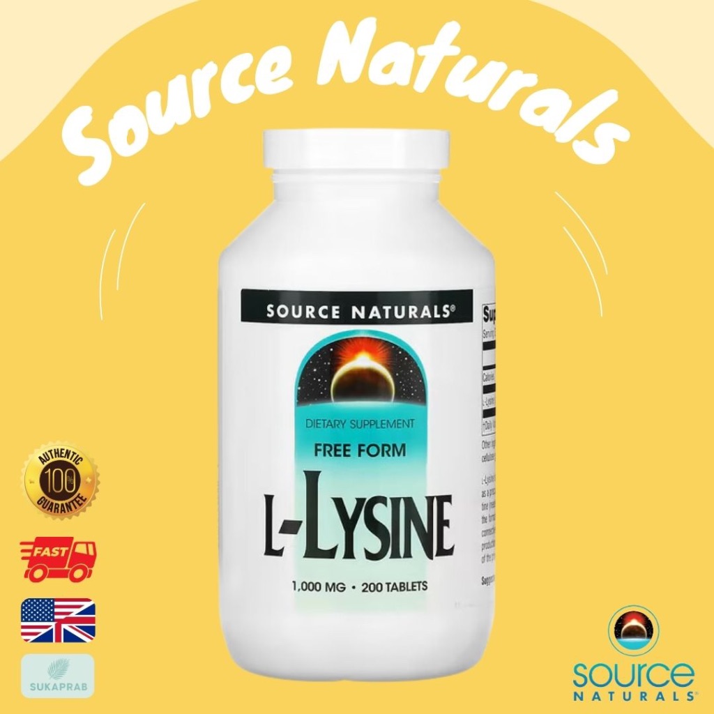 พร้อมส่ง Source Naturals L-lysine 1000 mg แอลไลซีน วิตามินบำรุงผิว 100 Tablets L lysine
