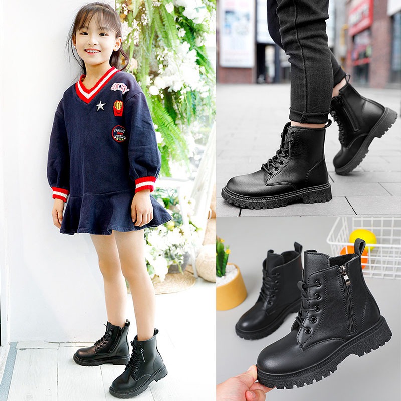 Girl Boots รองเท้าบูทเด็ก รองเท้ามาร์ตินซิปด้านข้างนุ่มแต่เพียงผู้เดียว