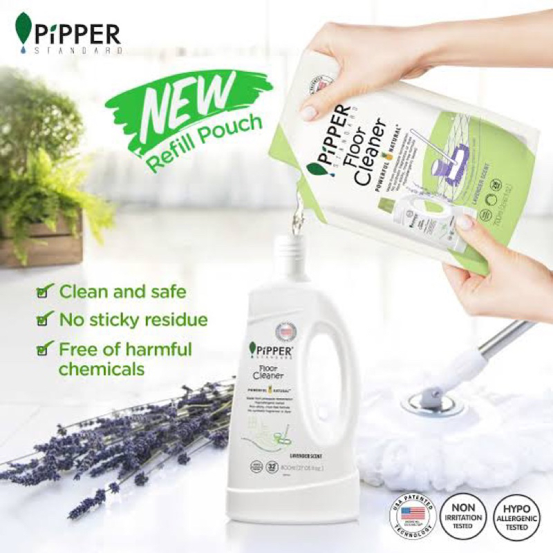 Pipper floor cleaner 700ml.น้ำยาถูพื้นจากธรรมชาติ ถุงรีฟิล กลิ่นลาเวนเดอร์