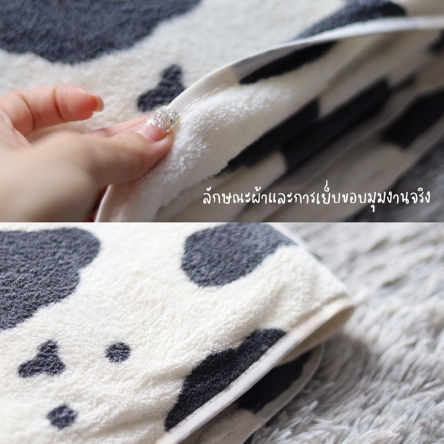 พร้อมส่ง ผ้าเช็ดตัว ลายวัว ขนาด 70x140 Cm. ขนนุ่ม รูปที่ 3