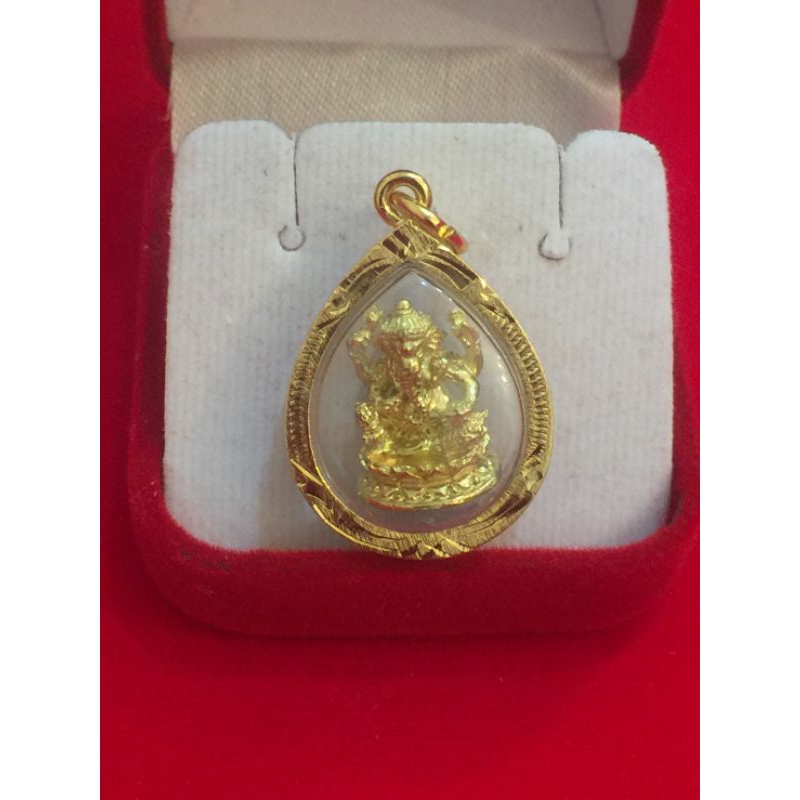 จี้ พระพิฆเนศ หยดน้ำ แกะตัดลาย หุ้มทอง 96.5% กันน้ำ 100% งานช่างทองเยาวราช