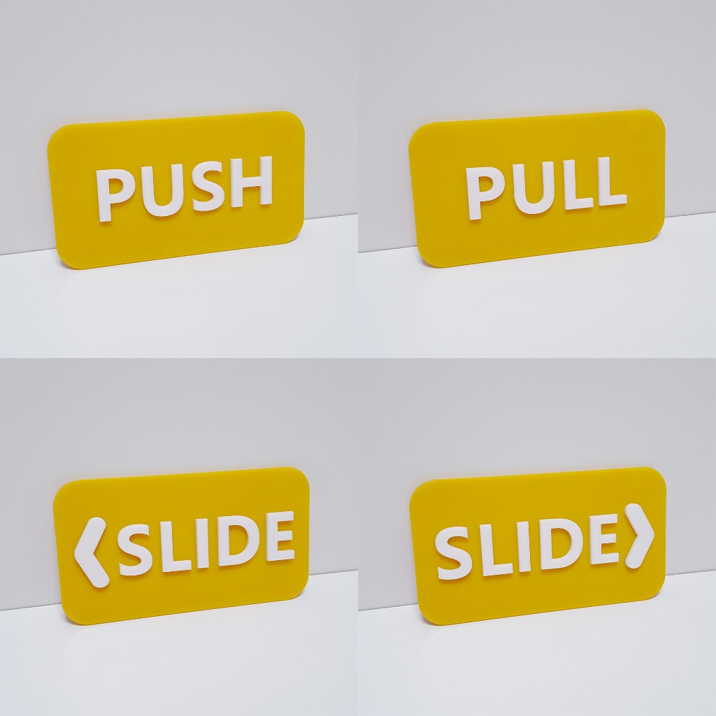 PUSH,PULL,SLIDE ป้ายผลัก+ดึง ป้ายติดกระจก ป้ายติดประตู เหมาะสำหรับตกแต่งร้าน แต่งบ้าน พร้อมส่ง - รูปที่ 3