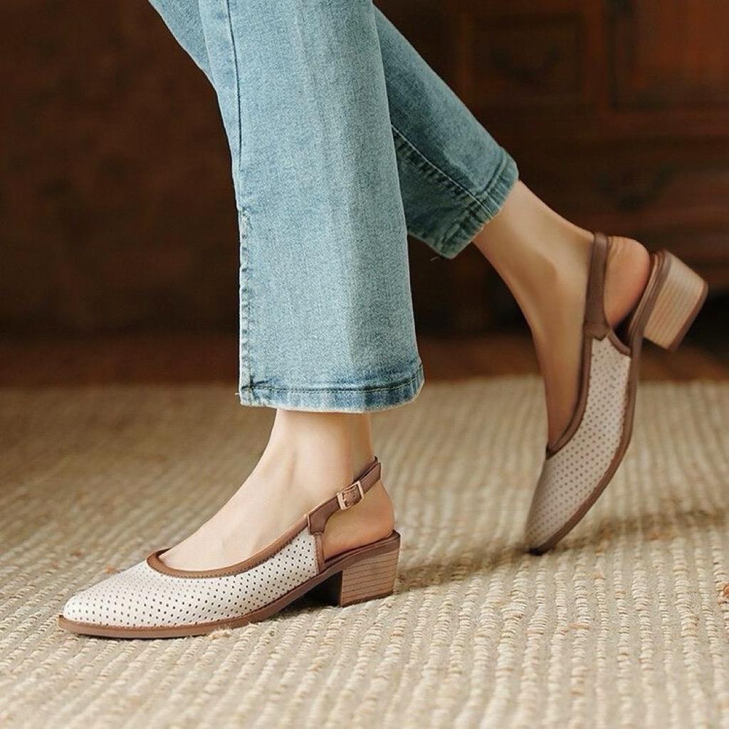 Shoes i amm D08 รองเท้าหัวแหลมรัดส้น เก็บหน้าเท้าสวมสบายส้น 1.5 นิ้ว **สินค้าพร้อมส่งในไทย**
