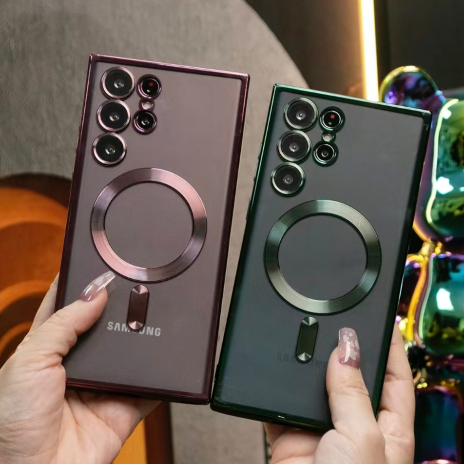 เคสโทรศัพท์แบบนิ่มและโปร่งใส For Samsung A17 S23 S24 S25 ultra Plus FE S25ultra A37 A57 A07 แม่เหล็ก