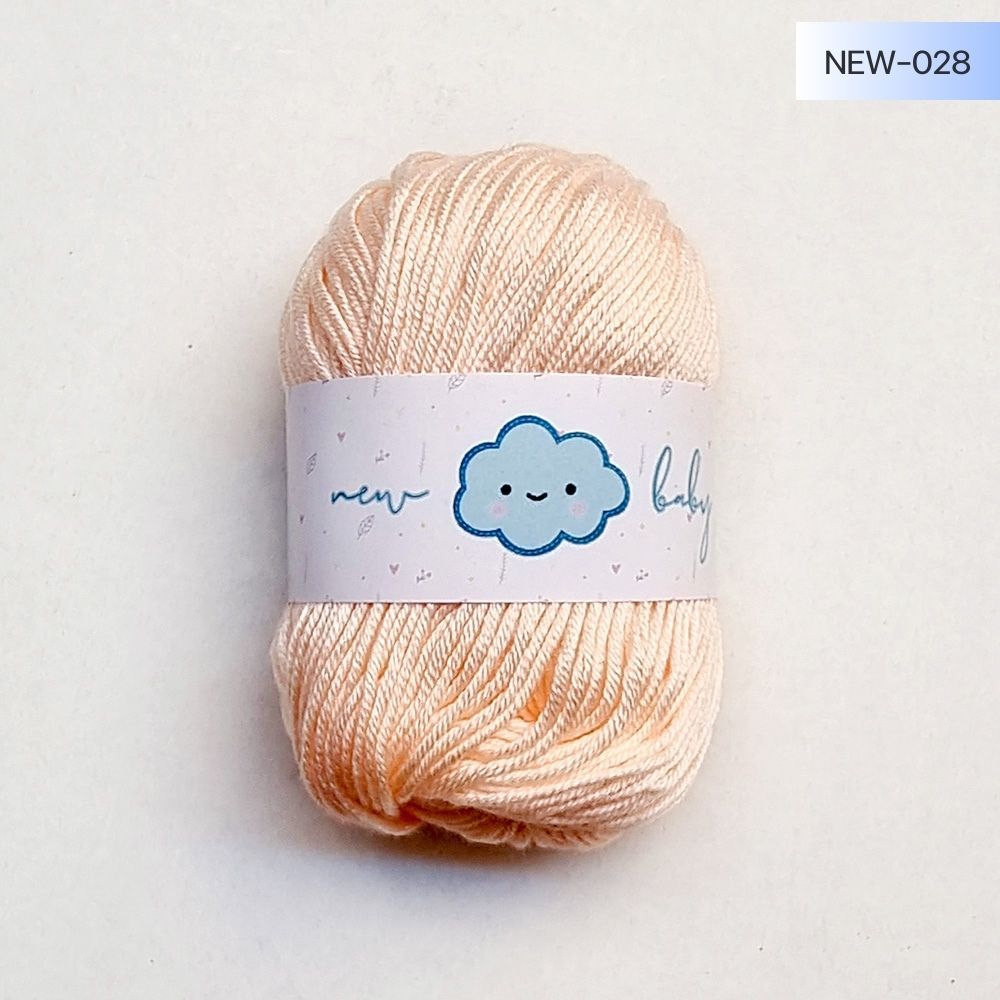 ไหมพรมเด็ก นิวเบบี้ 4Ply : ขาวอมส้ม [NEW-028] >>> เส้นใยธรรมชาติ เนื้อนุ่มเงา เนื้อละเอียด นิ่มสบาย