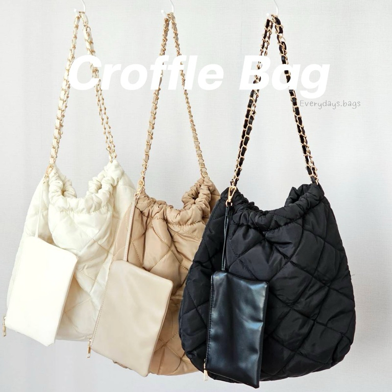 everydays.bags🧇✨กระเป๋าผ้าใบใหญ่ สะพายข้าง พร้อมส่งจากไทย  ᐟᐟ croffle bag* minimal Korea กระเป๋าสะพายขึ้นไหล่