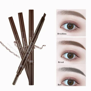 ดินสอเขียนคิ้ว กันน้ำ ดินสอเขียนคิ้วแบบหมุน eyebrow pencil 2 in 1 5 สีให้เลือก