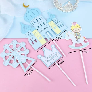ป้ายปราสาท แต่งเค้ก cake topper ป้ายปักเค้กปราสาท