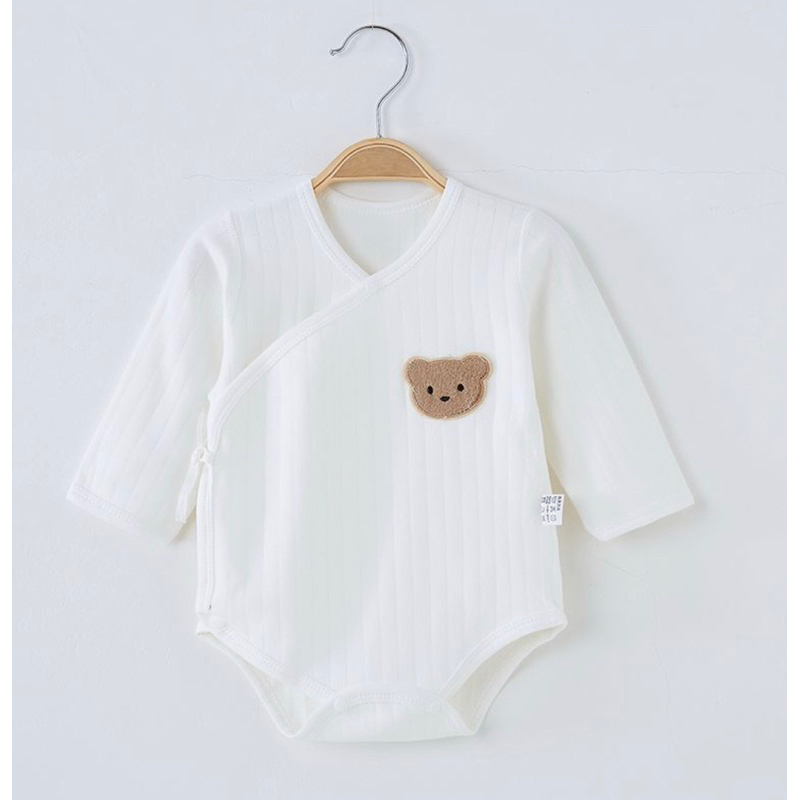 AM🤎เสื้อเด็กเเรกเกิดถึงสามเดือน เสื้อเด็กอ่อนเเบบผูก หมวก ลายน้องหมี - รูปที่ 4