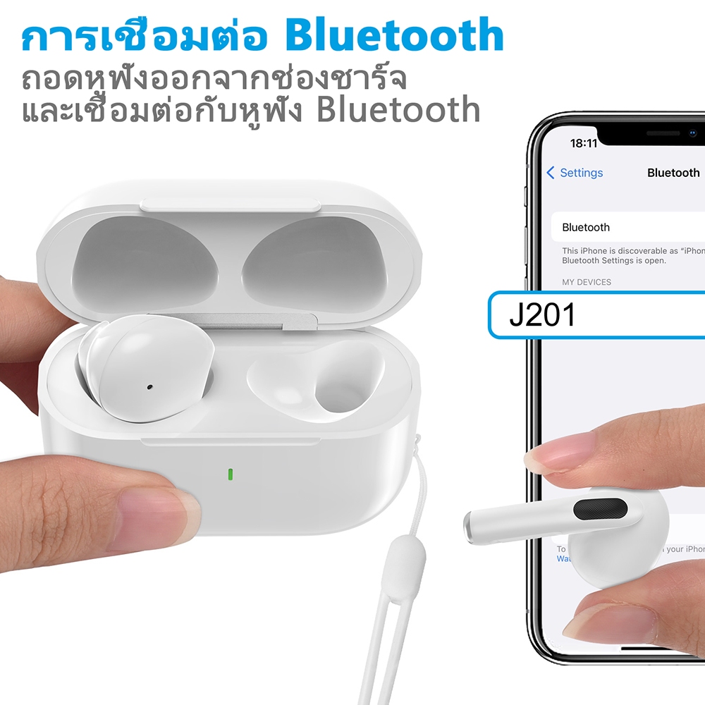 GOOJODOQ หูฟังไร้สาย J201 หูฟัง Bluetooth หูฟังบลูทูธ 5.3 พร้อมไมโครโฟนในตัว เสียงดี IPX5 ลดเสียงรบกวน