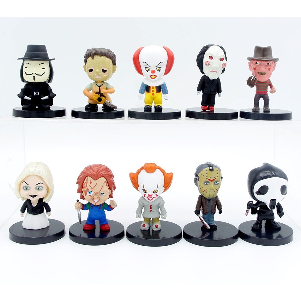 โมเดล ตุ๊กตา ฟิกเกอร์ Chucky Saw Pennywise V หนังสยองขวัญ 10 ชิ้น สินค้าพร้อมส่ง