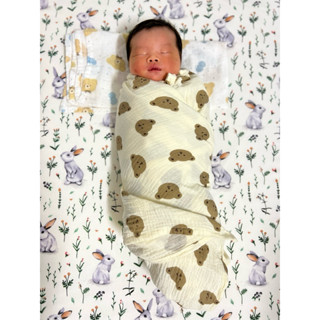 ผ้าห่อตัวเด็กแรกเกิด มัสลินย่นพรีเมียม ห่อหรือห่มหรือปู 100*…