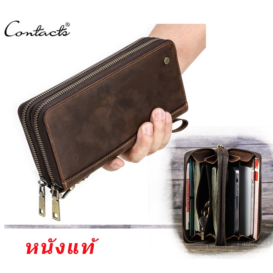 กระเป๋าสตางค์ Leather Bag   สตางค์หนังวัวแท้ใบยาว คลัทช์ สตางค์หนังวัวแท้ใบยาว 6.7 นิ้ว CT95