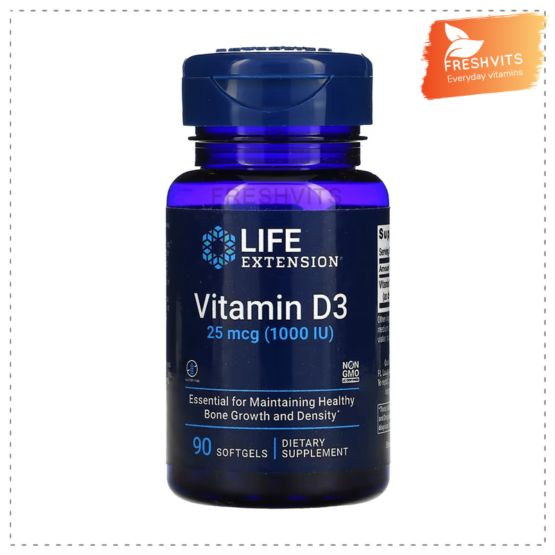 Life Extension, Vitamin D3, 25 mcg (1,000 IU), 90 Softgels