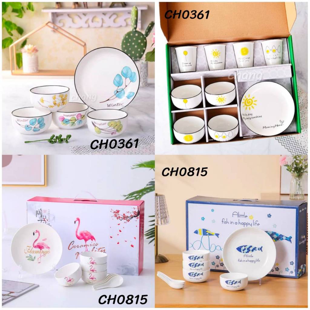 CH0361 ชุดเซ็ตเซรามิก จาน ถ้วย ใส่กล่องสวยงาม เข้าไมโครเวฟได้ ราคาต่างกันค่ะ โปรดอ่านรายละเอียดก่อนสั่งซื้อค่ะ
