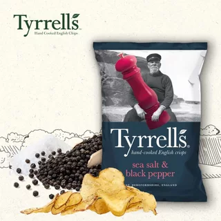 [Best Before 08-Aug-2026]Tyrrells Sea Salt & Black Pepper Sharing Crisps 150g ทิเรลส์ มันฝรั่งอบกรอบรสเกลือทะเลและพริกไท