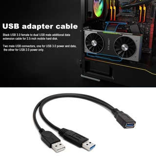 USB 3.0 สายพ่วง Y Splitter (2M / 1F) สายพ่วงสำหรับ2.5นิ้วเอ็กซ์เทอร์นัลฮาร์ดดิสก์ SSD อุปกรณ์คอมพิวเตอร์
