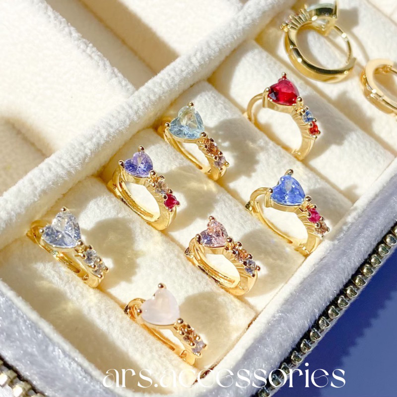 HELGA HUGGIES Earrings 18k สำหรับแพ้ง่าย ต่างหูห่วง ต่างหูทองเหลืองชุบทอง