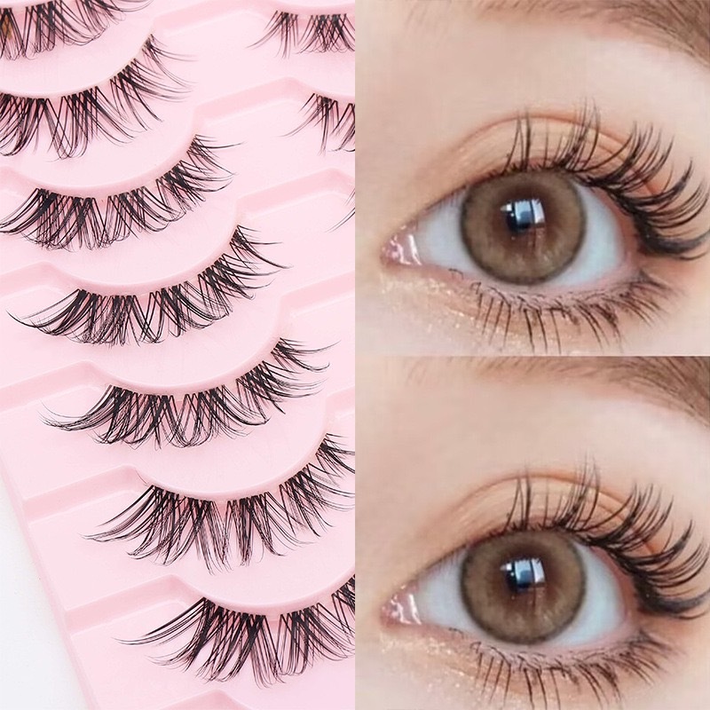 EYELASHES 1 กล่อง 10 คู่ ความยาว 7-9 mm. ยาวนุ่ม ไม่แข็งขนตาปลอม สายฝอ สายแซ่บ ขนตาปลอม 3D เบาสบายตา ขนฟู แกนนิ่ม