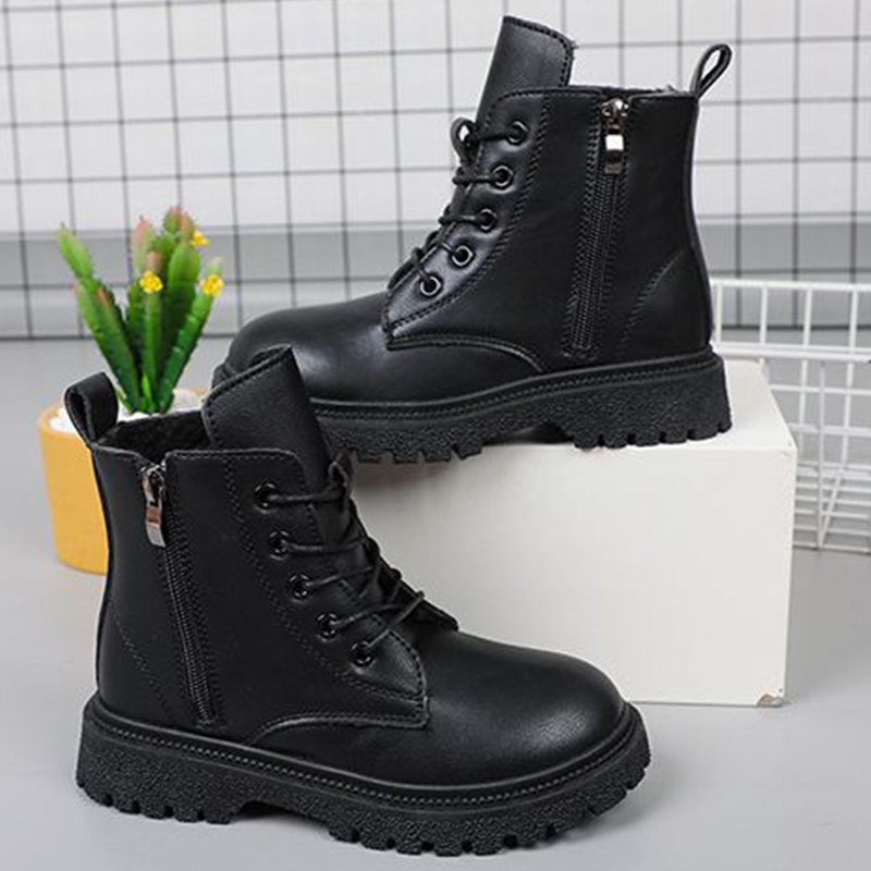 🍓รองเท้าบู๊ทสั้นใหม่สำหรับเด็ก รองเท้าบู๊ทมาร์ตินแฟชั่นสไตล์อังกฤษกันลื่น รองเท้าบูทหนังสำหรับเด็ก 27-35！！！ - รูปที่ 6