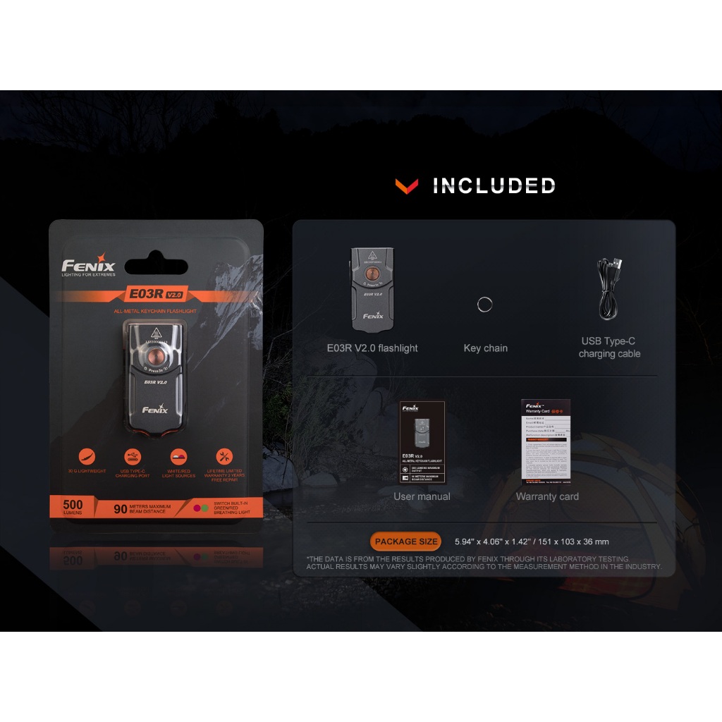 ไฟฉายพวงกุญแจ FENIX E03R V2.0 สว่าง 500 LUMENS ส่องไกล 90 เมตร ราคา ถูกที่สุด ดีลบีเคเค แกลเลอรีภาพที่ 9