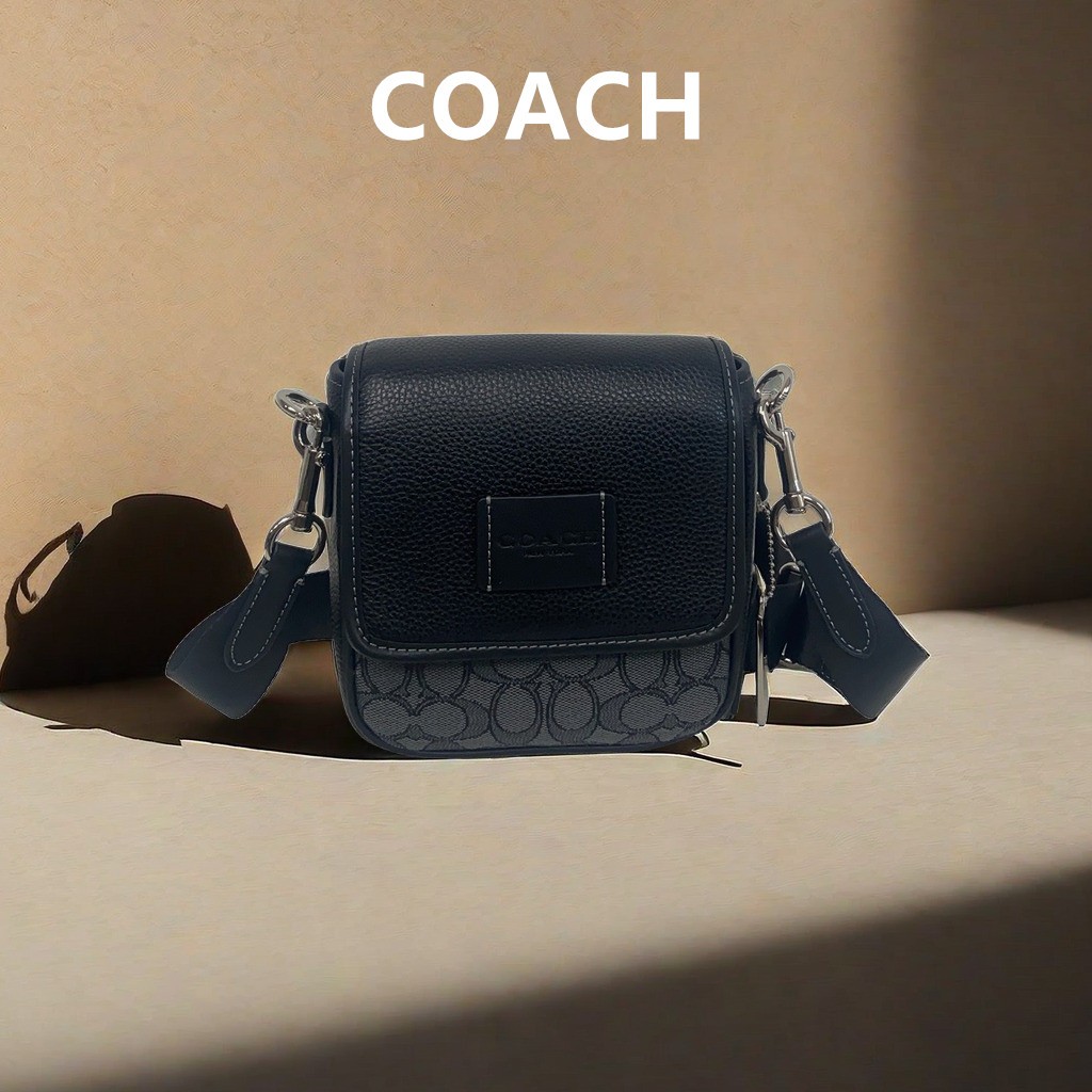 Coach CO915 Men's Classic Logo BECK กระเป๋าสะพายข้าง, กระเป๋าสะพายข้าง, กระเป๋าสะพายข้างลําลองธุรกิจ