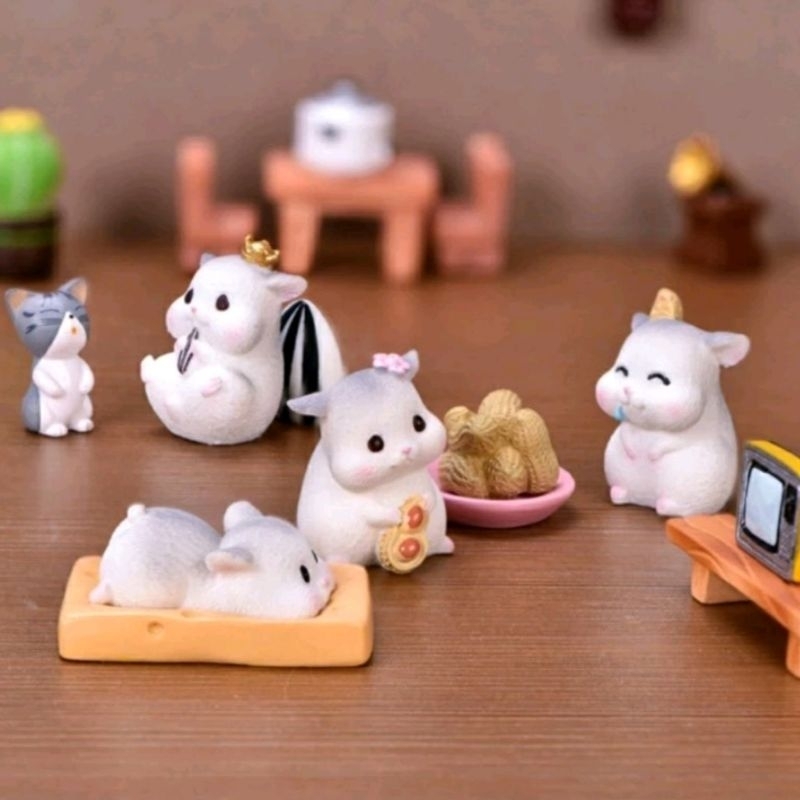 หนูแฮมเตอร์ ตุ๊กตาแต่งสวนจิ๋ว สวนถาด ขนาดเล็ก