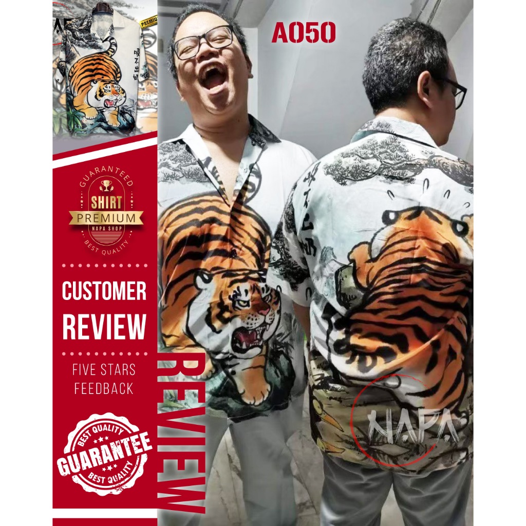 เสื้อฮาวาย แมวกวักดอกไม้สีสัน A1132 ผ้าไหมอิตาลีแท้ - รูปที่ 2