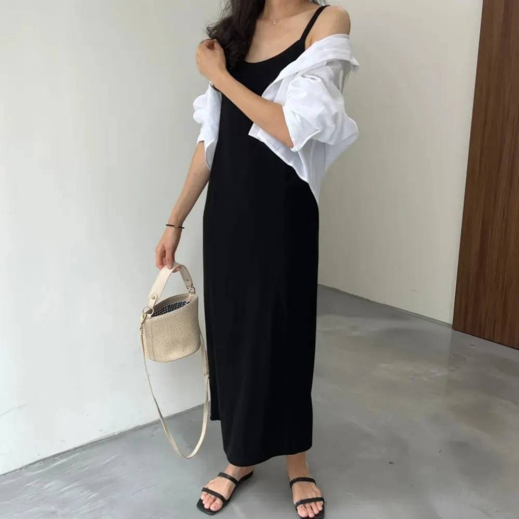 [พร้อมส่ง]🇰🇷Buying Office เดรสคนท้อง Crop Shirt OPS Set ยืดหยุ่น ใส่สบาย จากเกาหลี