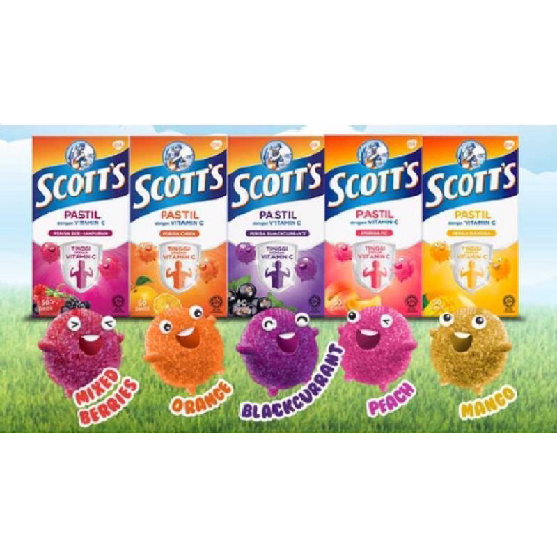🍇🍑Scott's Vitamin C Gummies วิตามินซีสำหรับเด็ก 50เม็ด🍊🥭