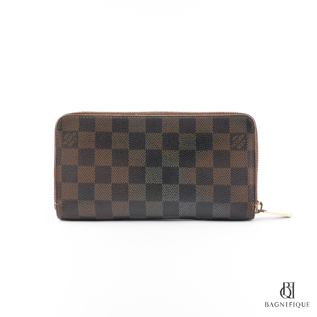LV ZIPPING WALLET LONG BROWN DAMIER DAMIER CANVAS GHW