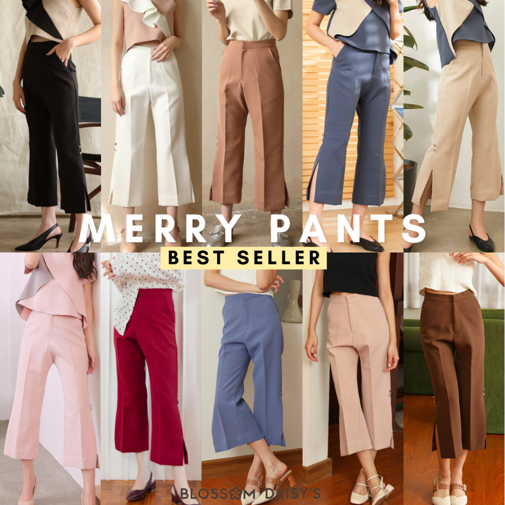 BlossomDaisy's - MERRY PANTS (ยอดขายกว่า1000ตัว) กางเกงรุ่นขายดีที่สุด ใส่สวยทรงเป๊ะ  ดีเทลผ่าปลายแต