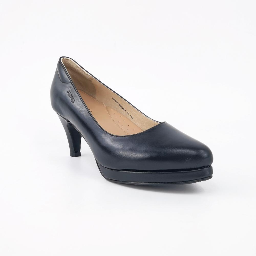 ST.JAMES รองเท้าหนังแท้/รองเท้าคัทชู  หัวแหลม ส้น 2.1/2 นิ้ว รุ่น MANILA สี BLACK | รองเท้า ผู้หญิง