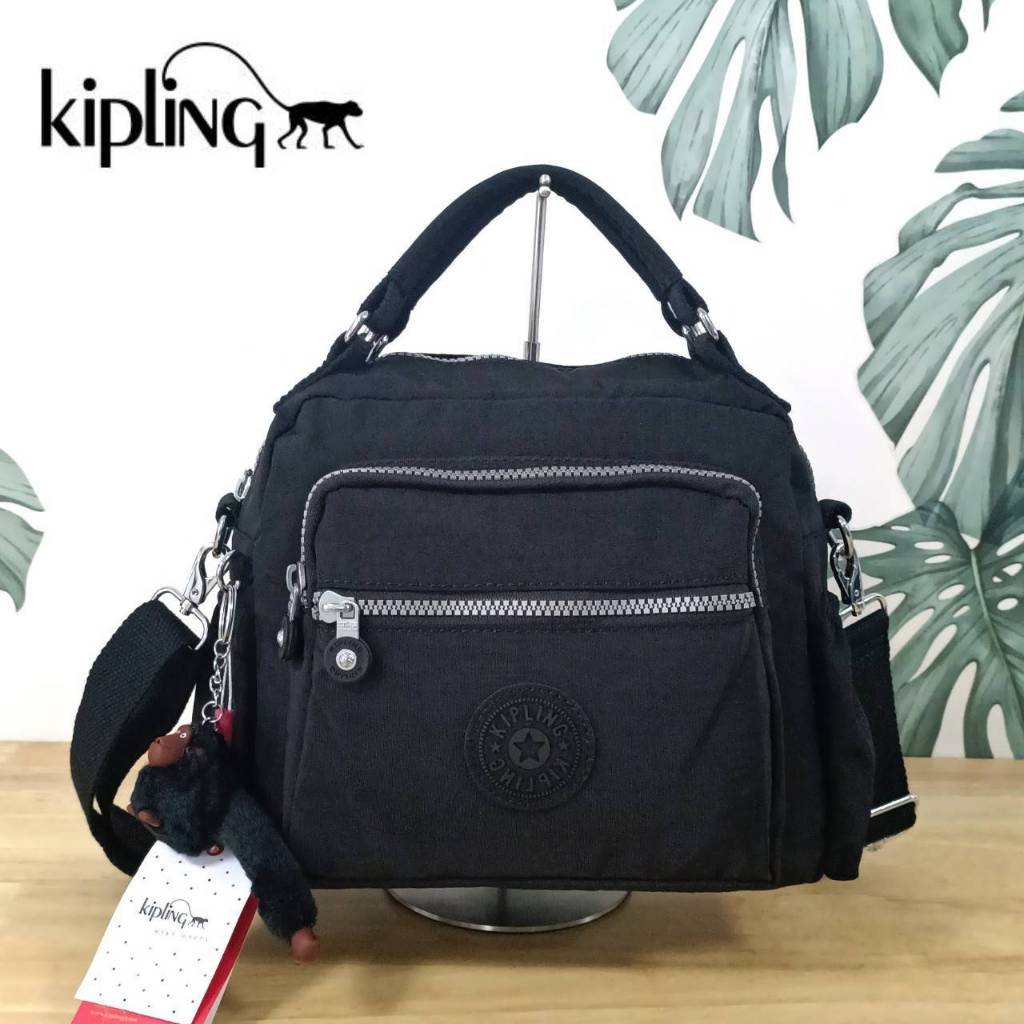 กระเป๋าถือหรือสะพายข้าง KIPLING Square Handbag &amp; Shoulder bag ขนาดกลาง สีดำ วัสดุ Polyester 100%