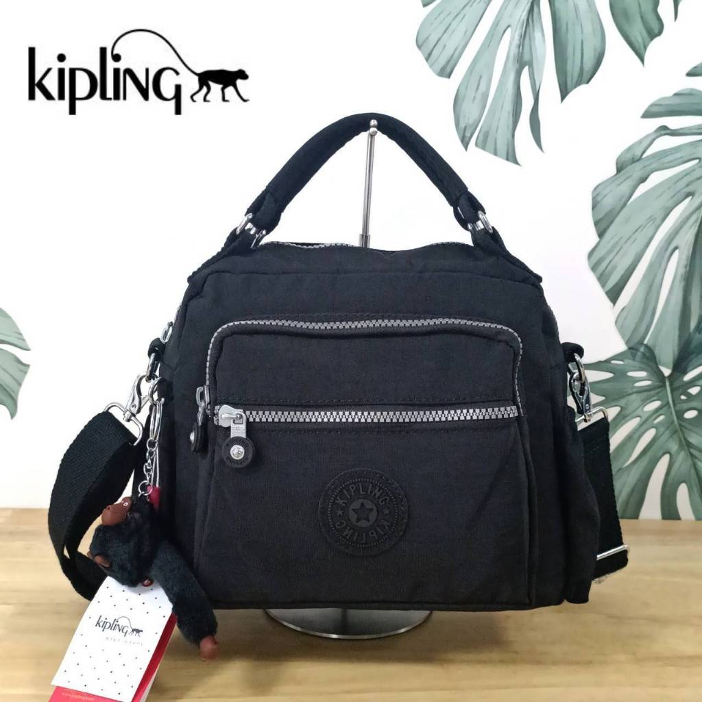 กระเป๋าถือหรือสะพายข้าง KIPLING Square Handbag & Shoulder bag ขนาดกลาง สีดำ วัสดุ Polyester 100%