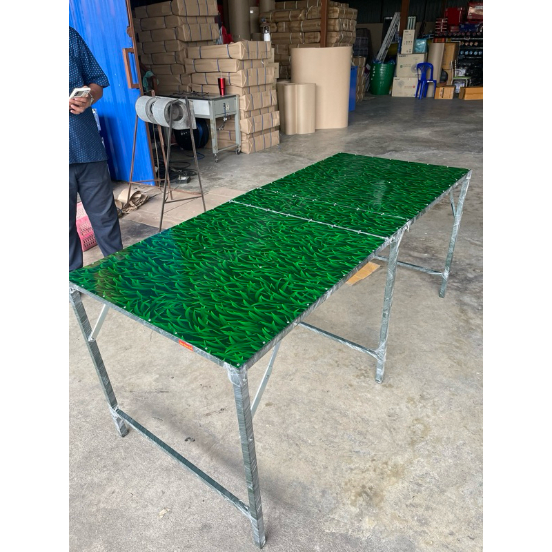 โต๊ะพับตลาดนัดลายหญ้า1.80ม. โต๊ะสนาม โต๊ะเมทัลชีท พับเก็บสะดวก ใส่ท้ายรถเก๋งได้