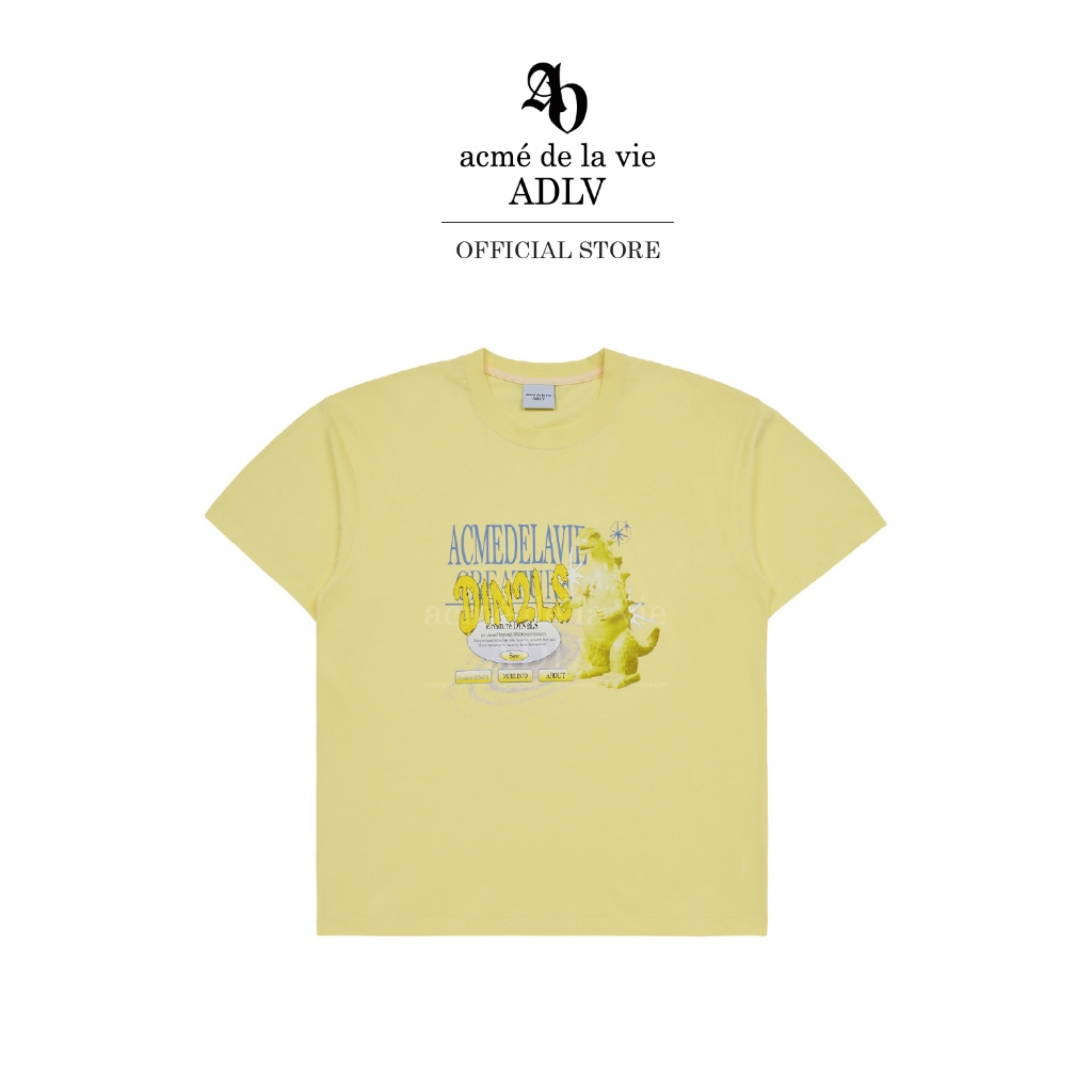 ADLV [acme de la vie] เสื้อยืด Oversize รุ่น Din2Ls Creature Lettering Short Sleeve T-Shirt Yellow Yellow